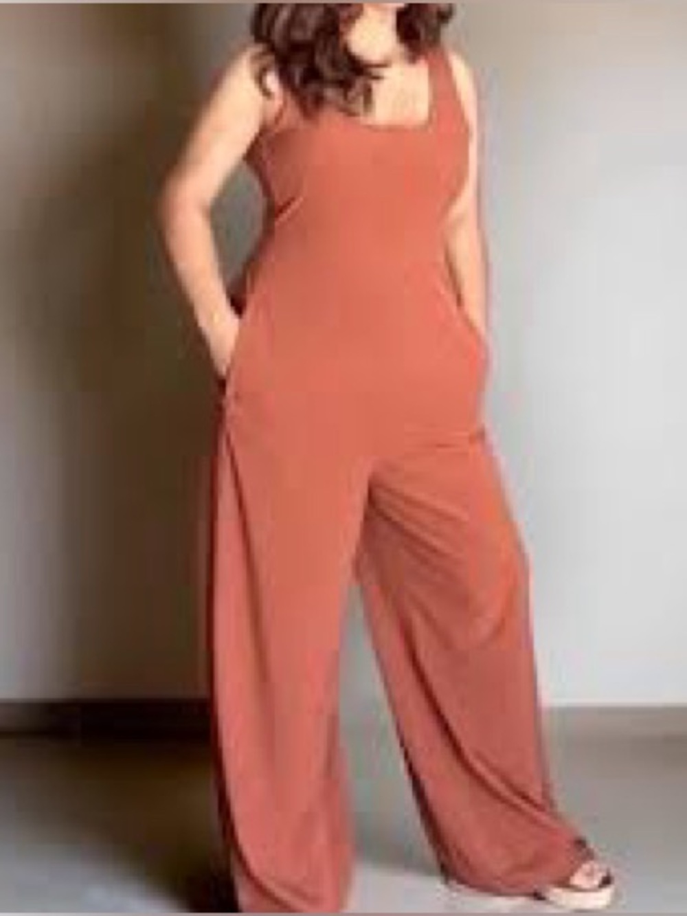 Athleta burnt orange Passenger tank style wide leg jumpsuit, size 1X.